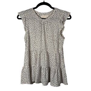 Monteau Los Angeles Medium Polka Dot Tiered Ruffle Sleeve Top